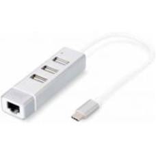 Концентратор Digitus USB Type-C – 3xUSB 2.0 + RJ45 0,2 м белый (DA-70253)