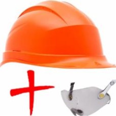 Каска Delta Plus QUARTZ 3 QUARUP3OR оранжевая с очками FUEGO