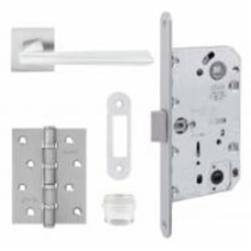 Комплект фурнитуры без запирания RDA NOVELTY 96 мм матовый хром с петлями Комплект фурнитуры без запирания RDA NOVELTY 96 мм матовый хром с петлями