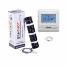Нагревательный мат GrayHot 150, 444 Вт, 2,9 м² + Терморегулятор In-Therm програмированый для теплого пола Е51