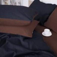 Комплект постельного белья Сатин 0211+0055 Dark Chocolate 220х240 см шоколадный/черный MirSon