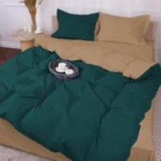 Комплект постельного белья Poplin Line 015 + 091 Hanna 160х220 см коричневый/зеленый MirSon