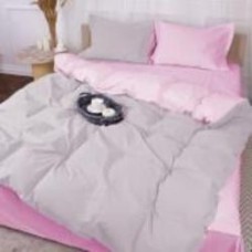 Комплект постельного белья Poplin Line 018 + 054 Richelle 143х210 см светло-серый/розовый MirSon