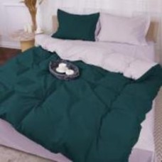 Комплект постельного белья Poplin Line 054 + 091 Denise 160х220 см светло-серый/зеленый MirSon