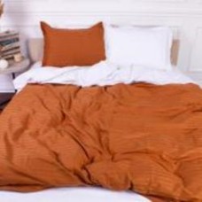 Комплект постельного белья Satin Stripe 30-0005+30-0001 Batul 160х220 см коричневый/белый MirSon