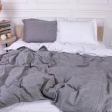 Комплект постельного белья Satin Stripe 30-0010+30-0001 Widad 160х220 см серый/белый MirSon
