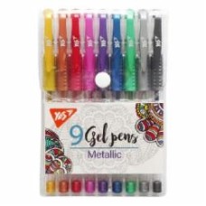 Набор ручек гелевых YES Metallic 9 шт (5056574429315)