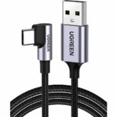 Кабель UGREEN US284 USB 2.0 to Angled USB Type-C Cable Aluminum Shell with Braided 3A 0,5 м черный (50940)
