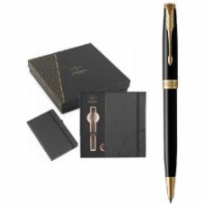 Набор Parker Sonnet Black Lacquer GT BP 86 032b24 (шариковая ручка + блокнот Parker)