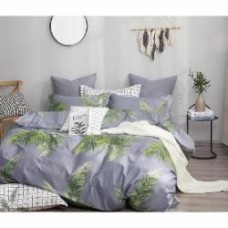 Комплект постельного белья полуторный LEAVES ON BLUE/REVERSE серый Zastelli