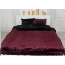 Комплект постельного белья Велюр Winter Frost 28-0007+28-0002 Poinsettia Velvet 160х220 см бордовый/черный MirSon
