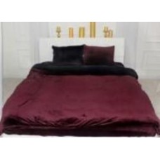 Комплект постельного белья Велюр Winter Frost 28-0007+28-0002 Poinsettia Velvet 200х220 см бордовый/черный MirSon