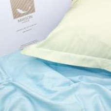 Комплект постельного белья Сатин Lunet Duet 220х240 см молочный/голубой MirSon