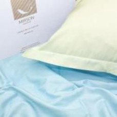 Комплект постельного белья Сатин Lunet Duet 2х160х220 см молочный/голубой MirSon