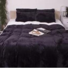 Комплект постельного белья Велюр Winter Terry 28-0037 Mimosa 220х240 см черный/белый MirSon