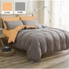 Комплект постельного белья Estivella (15-1415+19-0000) Microsatin Premium 160х220 см оранжевый/серый MirSon