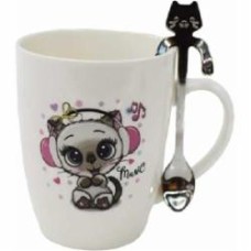 Чашка с ложкой Ardesto Music 320 мл фарфор белая AR3041BS