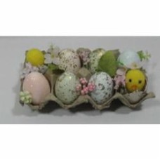 Декорация пасхальная яйца на лотке с цыпленком A54187C 6 см