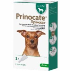 Капли KRKA от эндо/эктопаразитов для собак Prinocate вес 4 кг (за 1 п-тку 0,4мл 3 в уп)