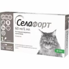 Капли KRKA от эндо/экто паразитов для кошек Селафорт вес 7,6-10кг (1 п-тка 1мл в уп) 0,25 мл