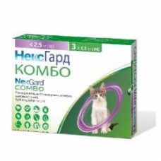 Капли Nexgard НексГард КОМБО Спот-он для кошек до 2,5 кг (S)