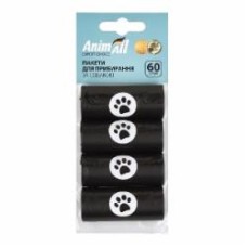 Пакет гигиенический AnimAll 4 рулона по 15 штук черные