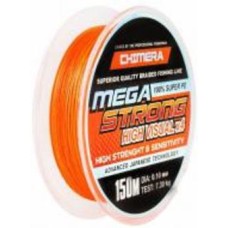 Шнур CHIMERA 150м 0,12мм 8,9кг Megastrong High Visual PE X4, оранжевый