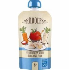 Пюре Rudolfs Овощи с рисом и атлантической треской (110 г) 8+