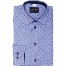 Рубашка детская 21548 р.122 голубой с принтом Рубашка детская 21548 р.122 голубой с принтом