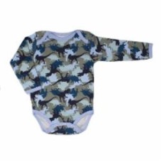 Боди детское для мальчика Маленькие люди Динозавр 1 р.74 голубой с белым