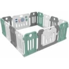 Манеж Luna Kids 12+2 IQ серо-белый с зеленым ABST-P01