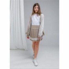 Юбка плиссе бежевая с белым ART KNIT р.140-146 бежевый