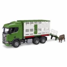 Игрушечный набор Bruder Автомобиль Scania Super 560R для перевозки животных с коровой 1:16 03548
