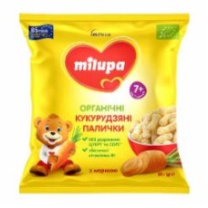 Снеки Milupa Палочки кукурузные для детей от 7мес с морковью и витамином В1 м/у 20г Снеки Milupa Палочки кукурузные для детей от 7мес с морковью и витамином В1 м/у 20г