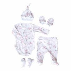 Комплект для новорожденных MagBaby Wind цветы белый с рисунком р.56 105317