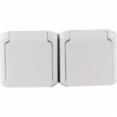 Розетка двойная с заземлением Legrand Quteo 2x2К+З со шторками с крышкой серый 782353 Розетка двойная с заземлением Legrand Quteo 2x2К+З со шторками с крышкой серый 782353