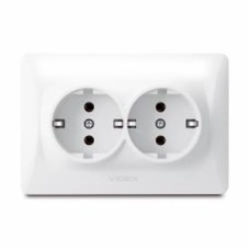 Розетка двойная с заземлением Videx Binera IP20 белый VF-BNSK2G-W