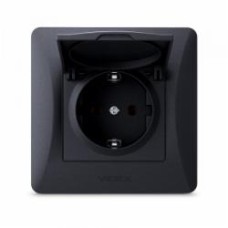 Розетка с заземлением Videx Binera IP20 черный графит VF-BNSK1GС-BG