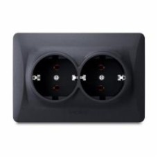 Розетка двойная с заземлением Videx Binera IP20 черный графит VF-BNSK2G-BG