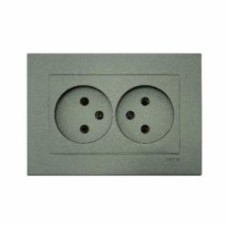 Розетка двойная бытовая без заземления EXEN Karell IP20 антрацит 200-131303-244