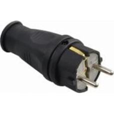 Вилка кабельная каучуковая АСКОУКРЕМ 2P+PE A0250010001 с заземлением 16А IP44 каучук черный