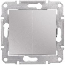 Выключатель двухклавишный Schneider Electric Sedna без подсветки алюминий Выключатель двухклавишный Schneider Electric Sedna без подсветки алюминий