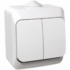 Выключатель двухклавишный Schneider Electric Cedar Plus без подсветки белый WDE000550