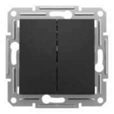 Переключатель проходной двухклавишный Schneider Electric Asfora без подсветки антрацит EPH0600171