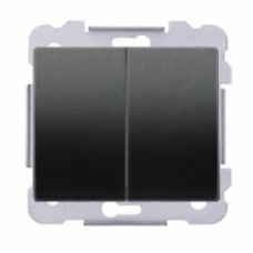 Выключатель проходной двухклавишный Iris 16А 250V коссо без подсветки черный 18510 AC