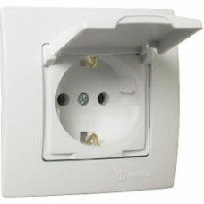 Розетка с заземлением Makel Lillium Natural Kare без шторок с крышкой белый 32001029