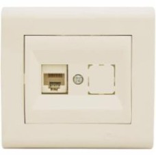 Розетка компьютерная Makel Manolya PC, RG-45, САТ 5e + гнездо слоновая кость 41010035