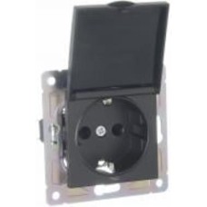Механизм розетки HausMark Alta с крышкой черный SNG-SCP.SQ20MG1WGC-BK