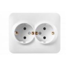 Розетка двойная с заземлением Hausmark Luno IP20 белый 709-0202-127B