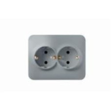 Розетка двойная с заземлением Hausmark Luno IP20 серебро 709-4343-127B